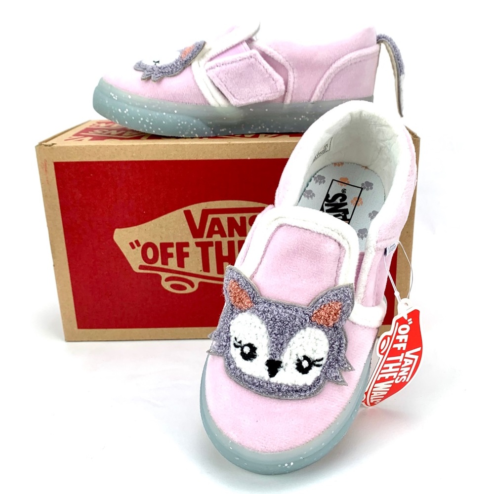 Vans Asher Velcro Slip On Snow Fox Lilac Glitter